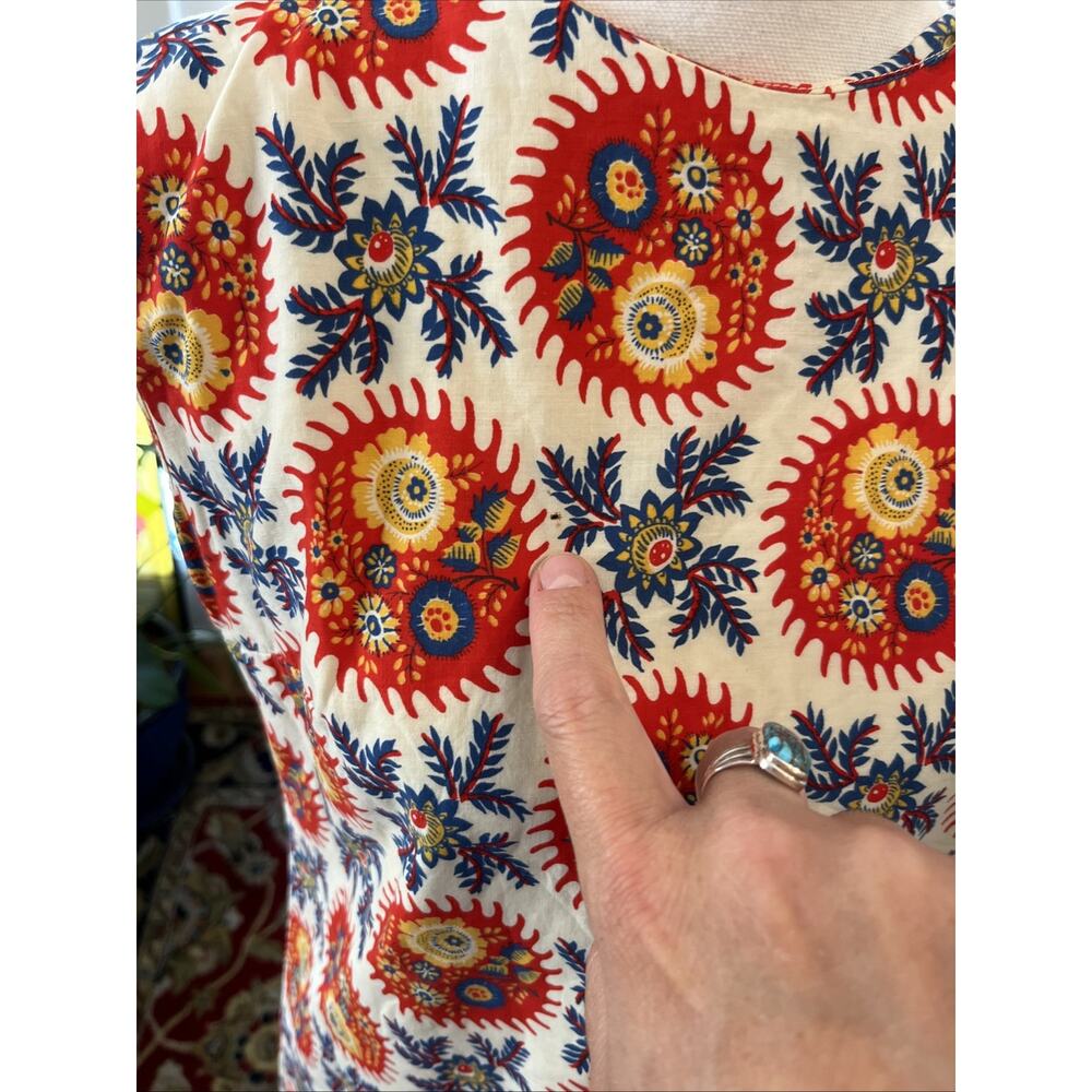 Vintage 50s 60s Handmade XS Floral Mini Summer Dress Mod MCM Retro Cotton Zip - Picture 6 of 14